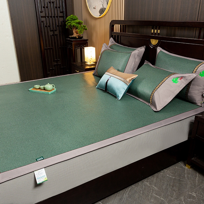 91家纺网 家纺一手货源 找家纺 简一 2026新款艾草古藤席床笠款凉席 （床笠）艾草席-墨绿