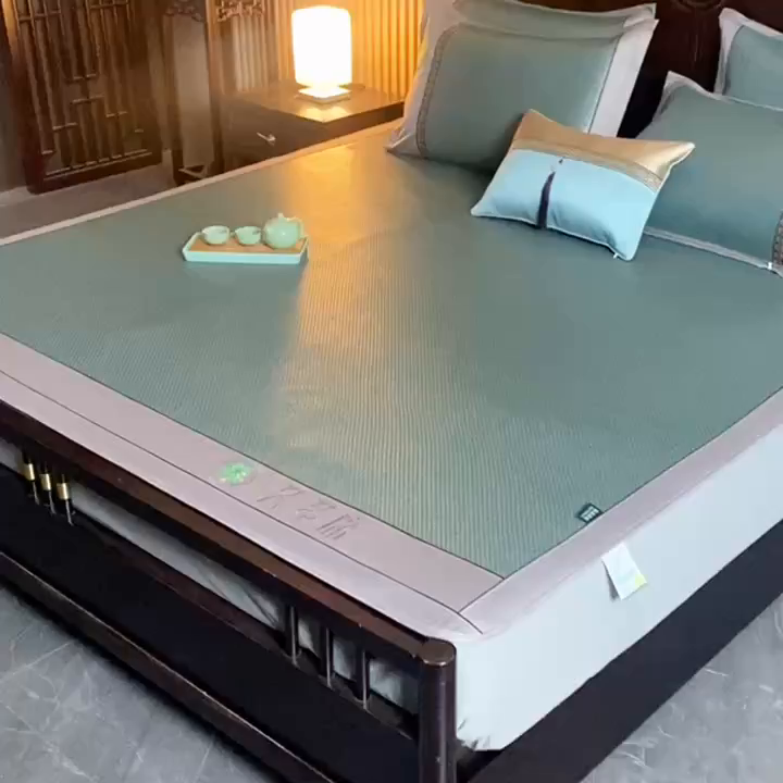 91家纺网 家纺一手货源 找家纺 简一 2026新款艾草古藤席床笠款凉席 （床笠）艾草席-墨绿