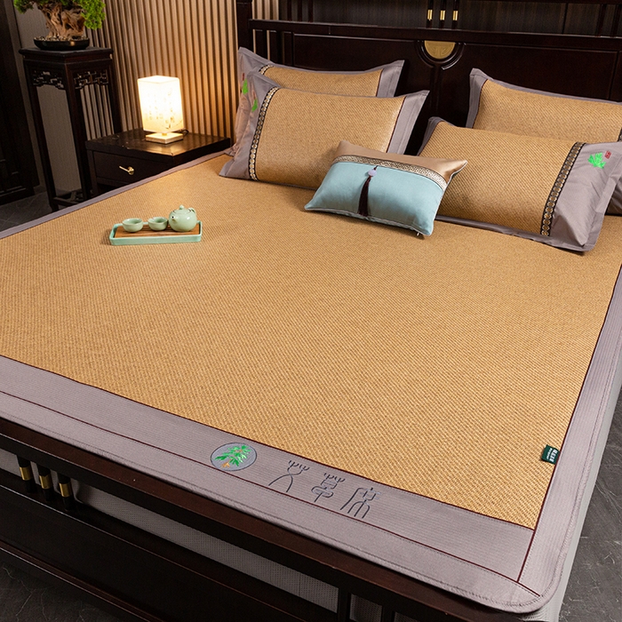 91家纺网 家纺一手货源 找家纺 简一 2026新款艾草古藤席床笠款凉席 （床笠）艾草席-黄藤