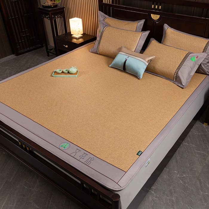 91家纺网 家纺一手货源 找家纺 简一 2026新款艾草古藤席床笠款凉席 （床笠）艾草席-黄藤