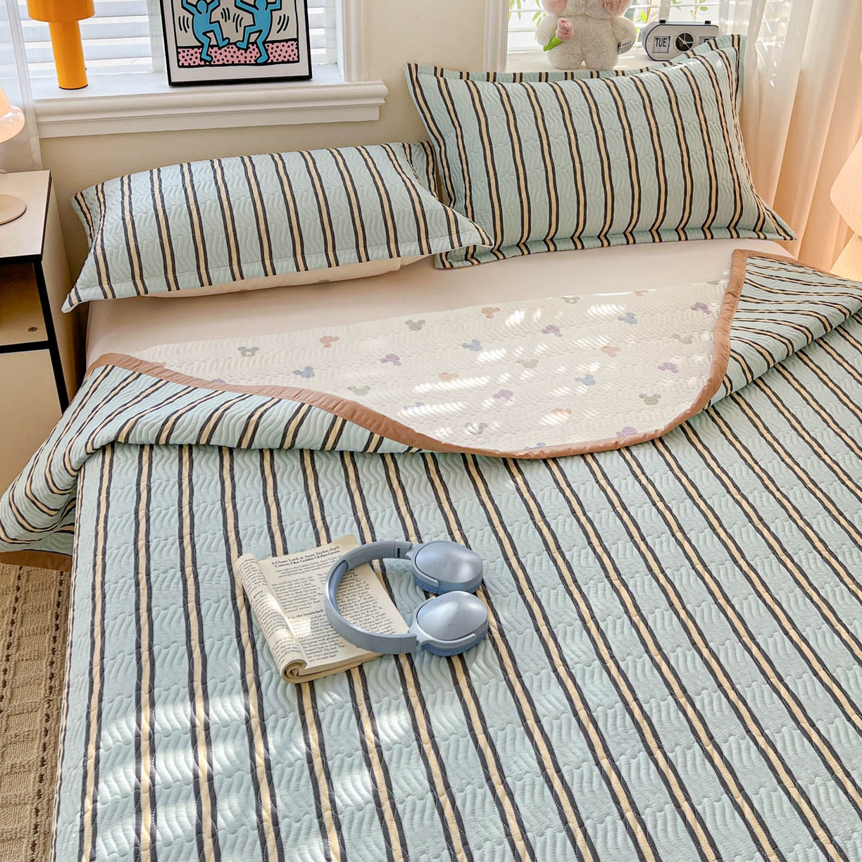 91家纺网 家纺一手货源 找家纺 （总）梦精灵家纺 2026新款纯棉床盖单件全棉绗缝夹棉床单 四季通用榻榻米防滑学生宿舍单人被套枕套