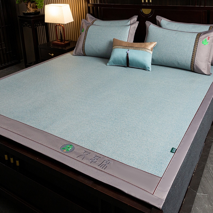 91家纺网 家纺一手货源 找家纺 简一 2026新款艾草古藤席平铺款凉席 （平铺）艾草席-冰蓝