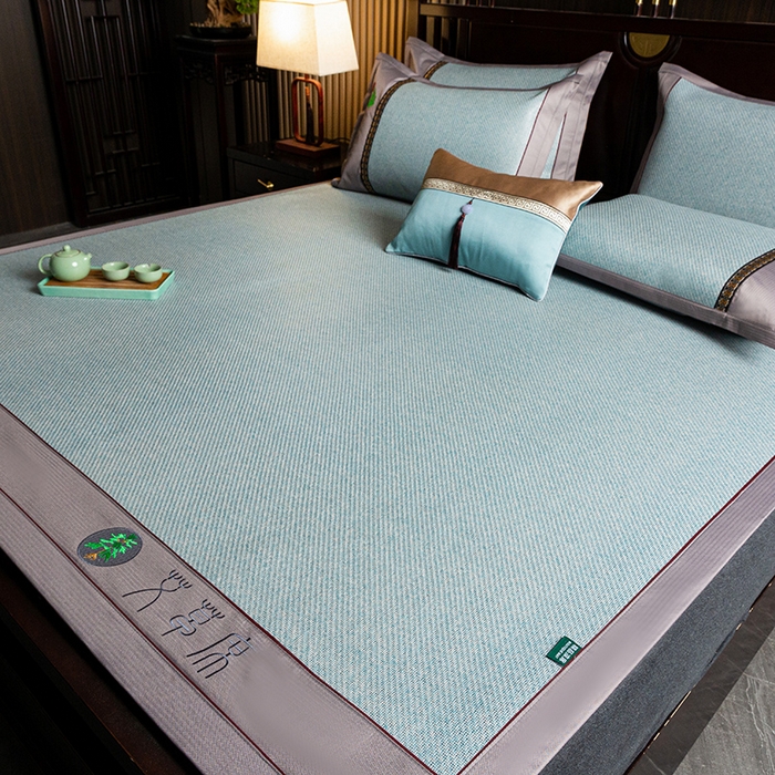 91家纺网 家纺一手货源 找家纺 简一 2026新款艾草古藤席平铺款凉席 （平铺）艾草席-冰蓝
