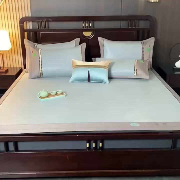 91家纺网 家纺一手货源 找家纺 简一 2026新款艾草古藤席平铺款凉席 （平铺）艾草席-冰蓝