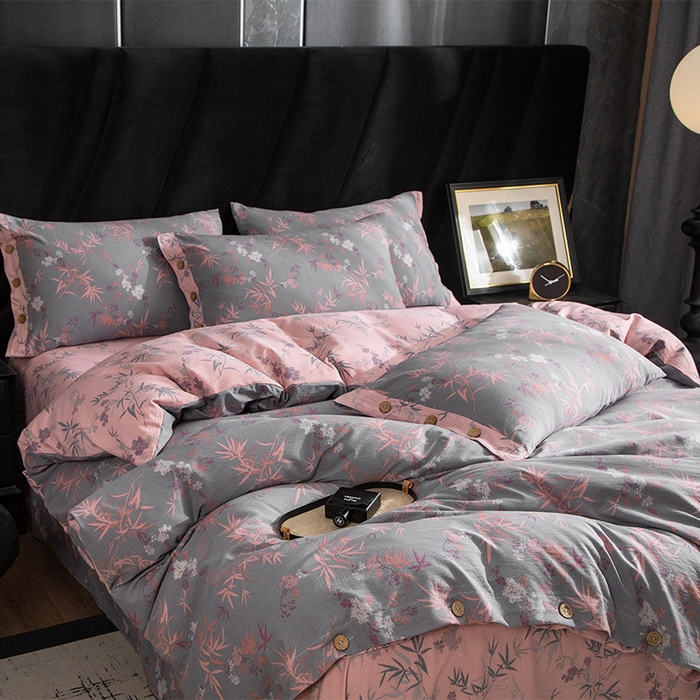 91家纺网 家纺一手货源 找家纺 库里梦家纺 2026春夏新款直播专供爆款色织复古双层纱四件套 枫华