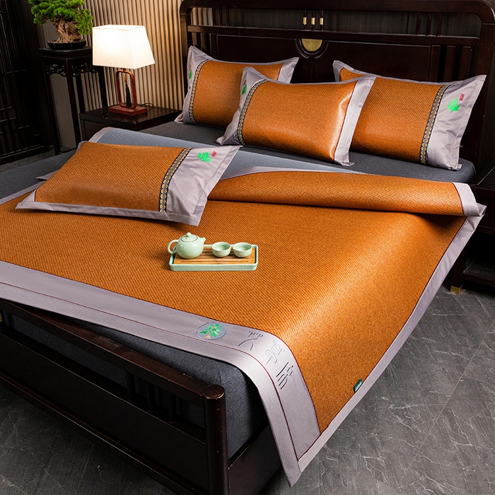 91家纺网 家纺一手货源 找家纺 简一 2026新款艾草古藤席平铺款凉席 （平铺）艾草席-红棕