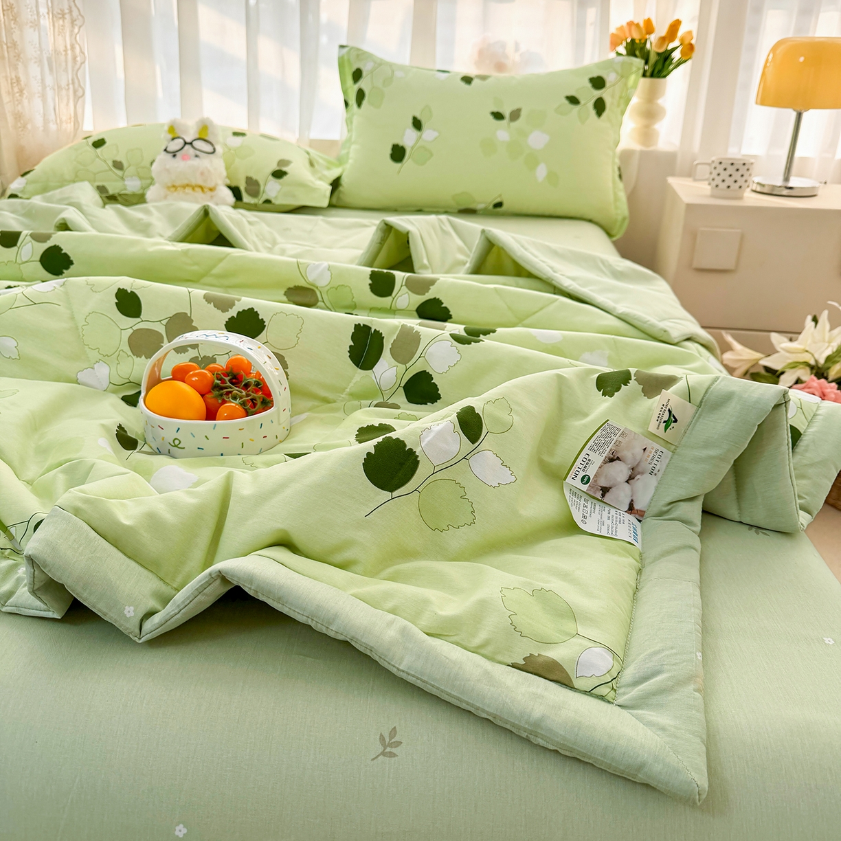 91家纺网 家纺一手货源 找家纺 瑶瑶家居 2026新款A类里外全棉夏凉被四件套-风格二 枫叶