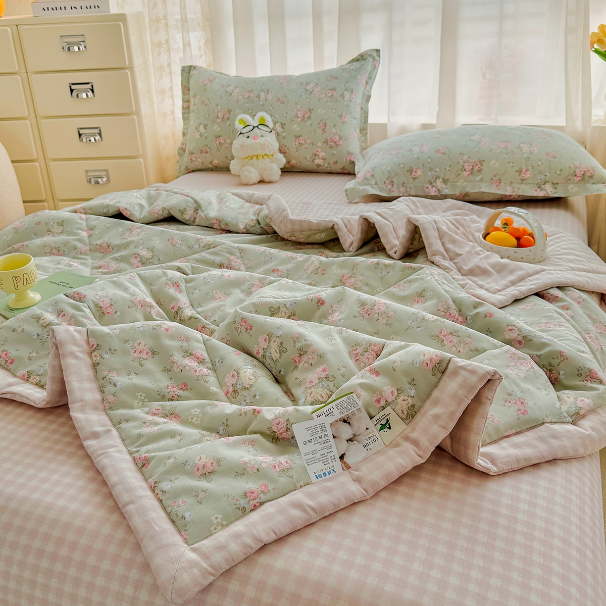 91家纺网 家纺一手货源 找家纺 瑶瑶家居 2026新款A类里外全棉夏凉被四件套-风格二 千野