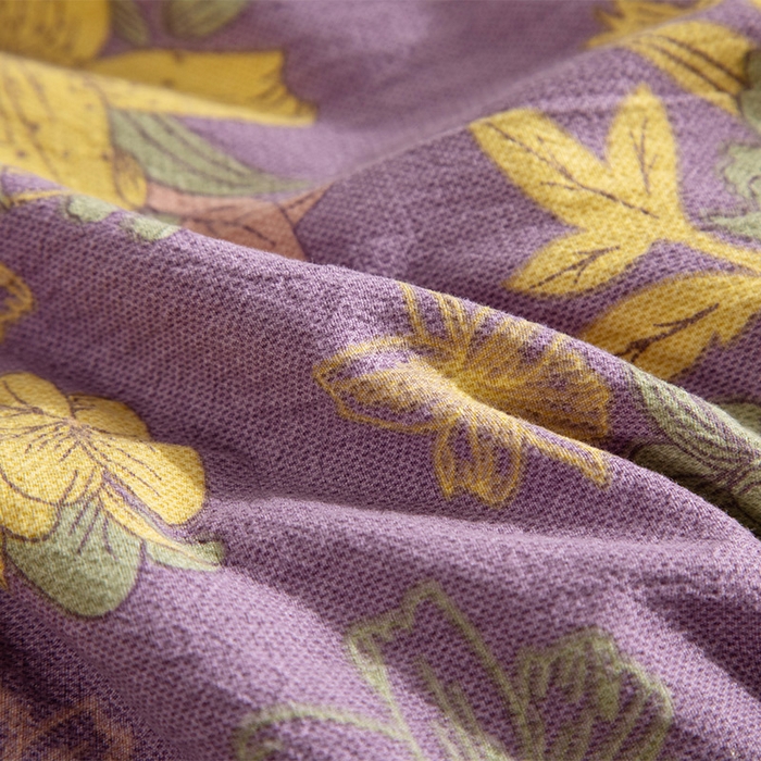 91家纺网 家纺一手货源 找家纺 库里梦家纺 2026春夏新款直播专供爆款色织复古双层纱四件套 花畔