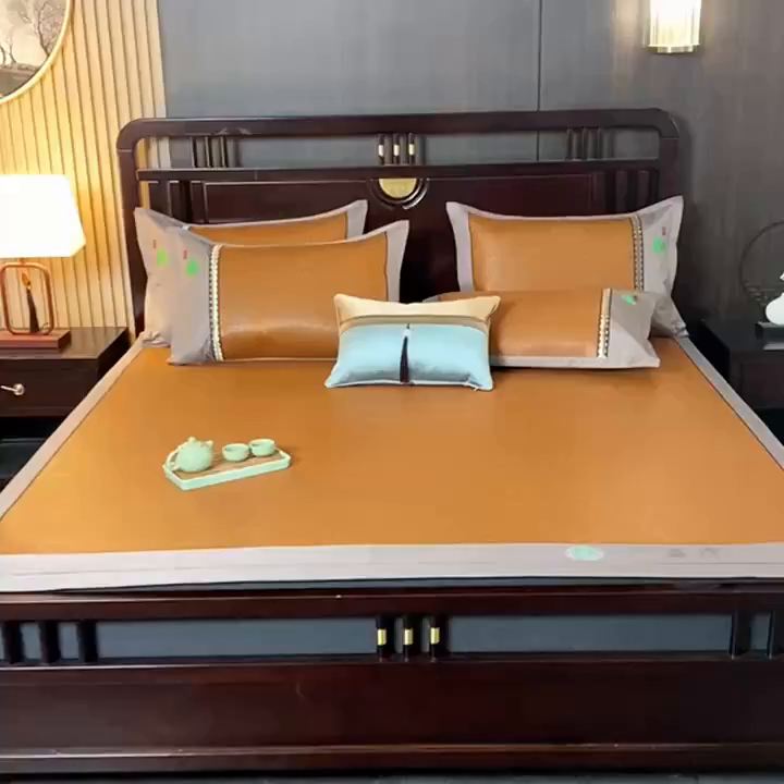 91家纺网 家纺一手货源 找家纺 简一 2026新款艾草古藤席平铺款凉席 （平铺）艾草席-红棕