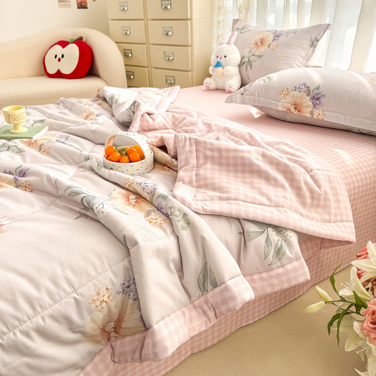 91家纺网 家纺一手货源 找家纺 瑶瑶家居 2026新款A类里外全棉夏凉被四件套-风格二 晚风