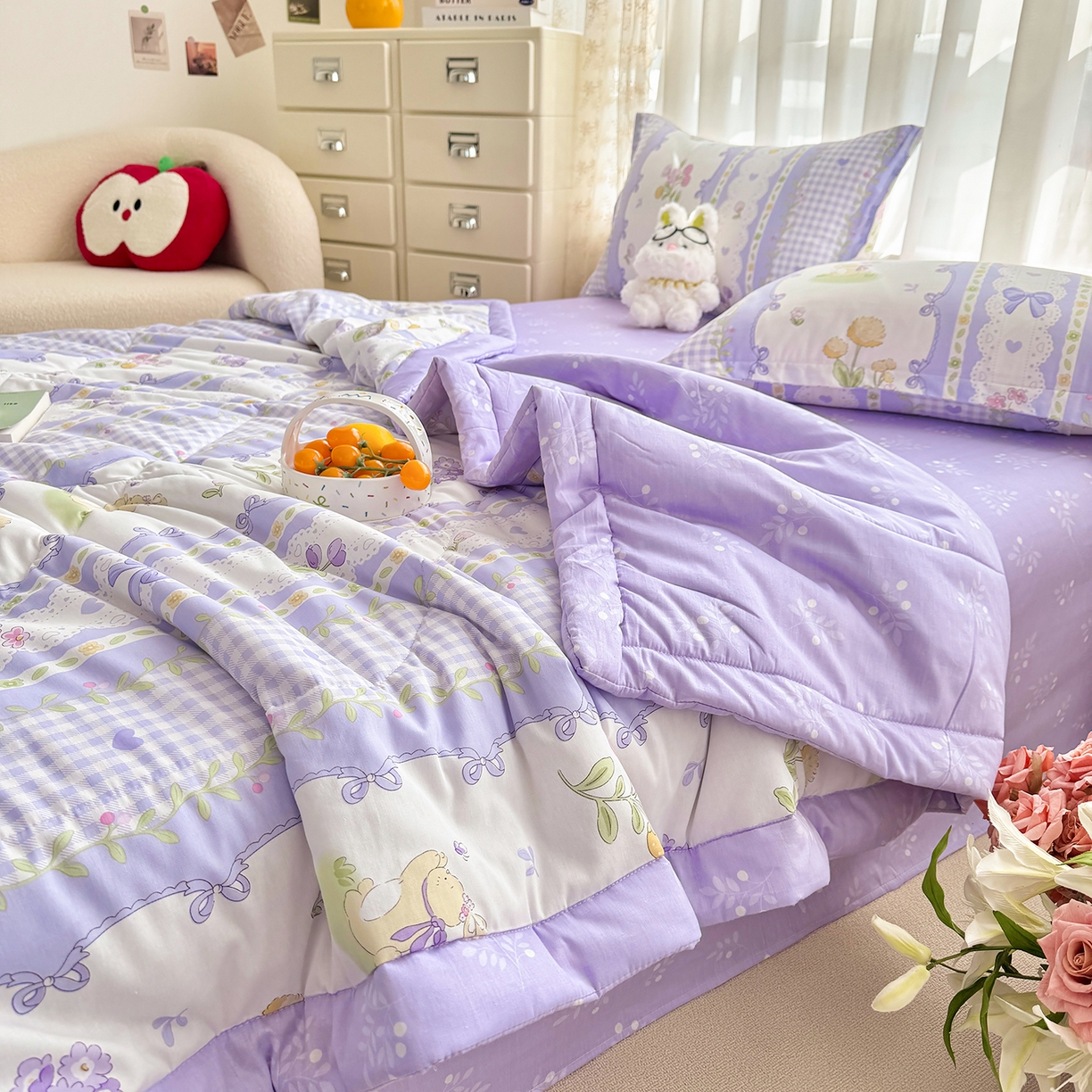 91家纺网 家纺一手货源 找家纺 瑶瑶家居 2026新款A类里外全棉夏凉被四件套-风格二 小确幸