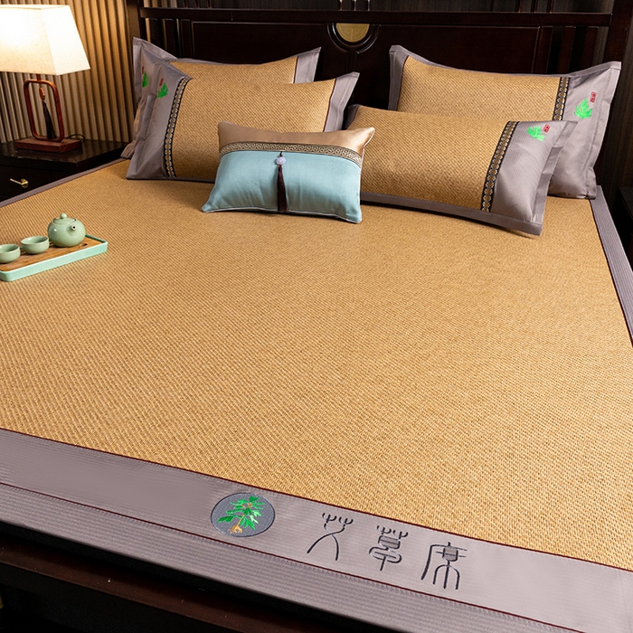 91家纺网 家纺一手货源 找家纺 简一 2026新款艾草古藤席平铺款凉席 （平铺）艾草席-黄藤