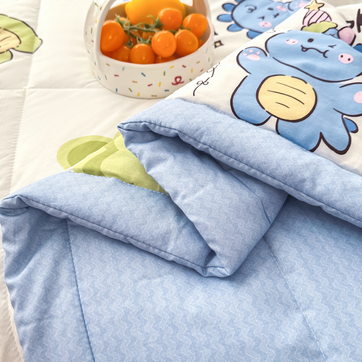 91家纺网 家纺一手货源 找家纺 瑶瑶家居 2026新款A类里外全棉夏凉被四件套-风格二 小恐龙