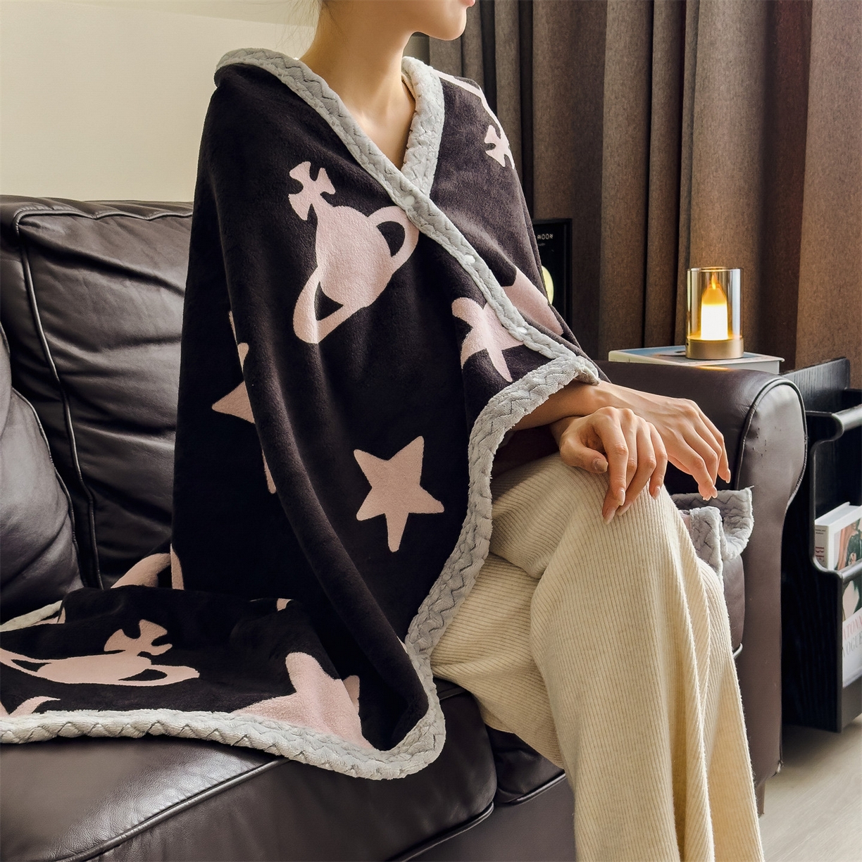 91家纺网 家纺一手货源 找家纺 （总）布凡家居 2026新款多功能中古无印风牛奶绒披肩毯毯子毛毯