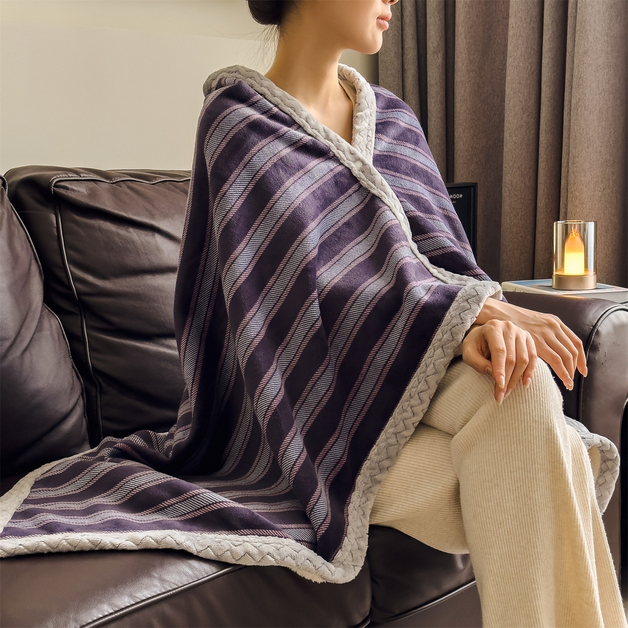 91家纺网 家纺一手货源 找家纺 （总）布凡家居 2026新款多功能中古无印风牛奶绒披肩毯毯子毛毯