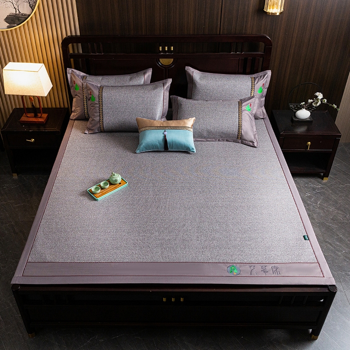 91家纺网 家纺一手货源 找家纺 简一 2026新款艾草古藤席平铺款凉席 （平铺）艾草席-灰色