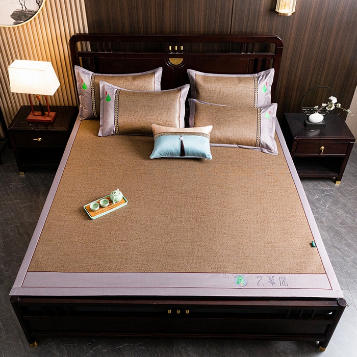 91家纺网 家纺一手货源 找家纺 简一 2026新款艾草古藤席平铺款凉席 （平铺）艾草席-卡其