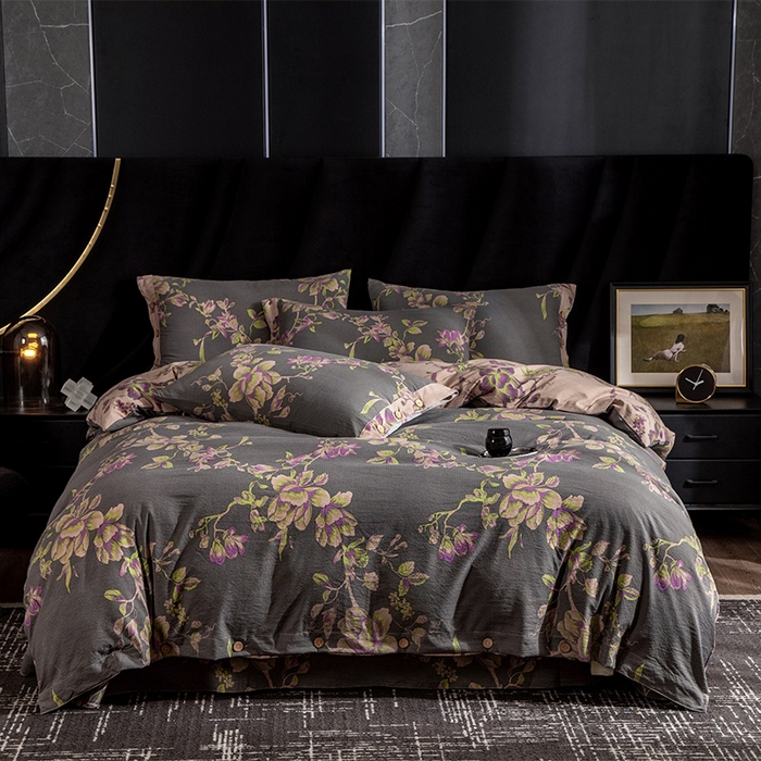 库里梦家纺 2026春夏新款直播专供爆款色织复古双层纱四件套 香馨