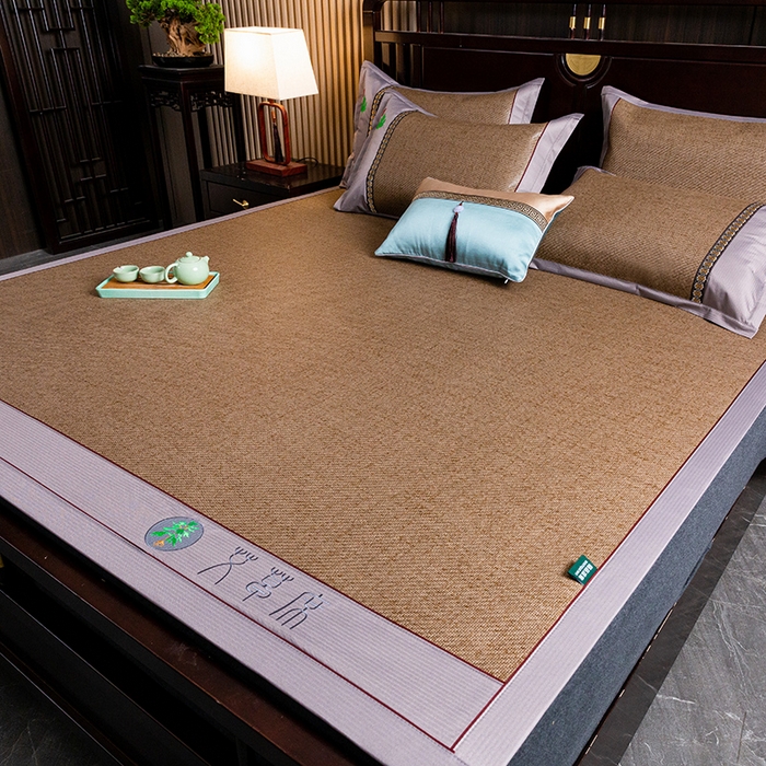 91家纺网 家纺一手货源 找家纺 简一 2026新款艾草古藤席平铺款凉席 （平铺）艾草席-卡其