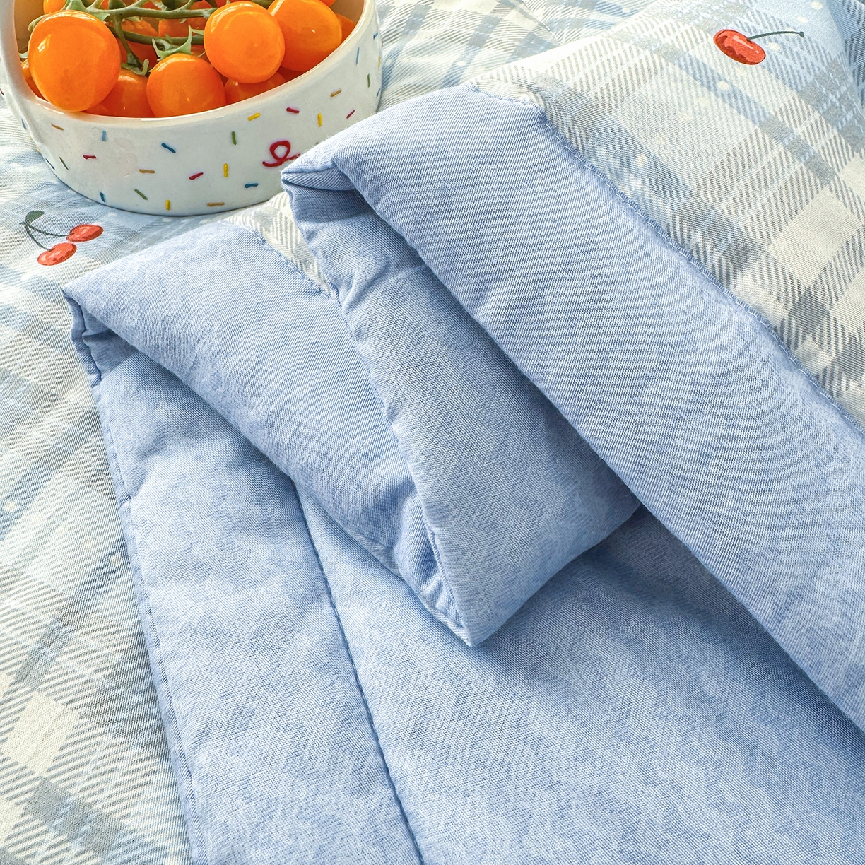 91家纺网 家纺一手货源 找家纺 瑶瑶家居 2026新款A类里外全棉夏凉被四件套-风格二 心甜