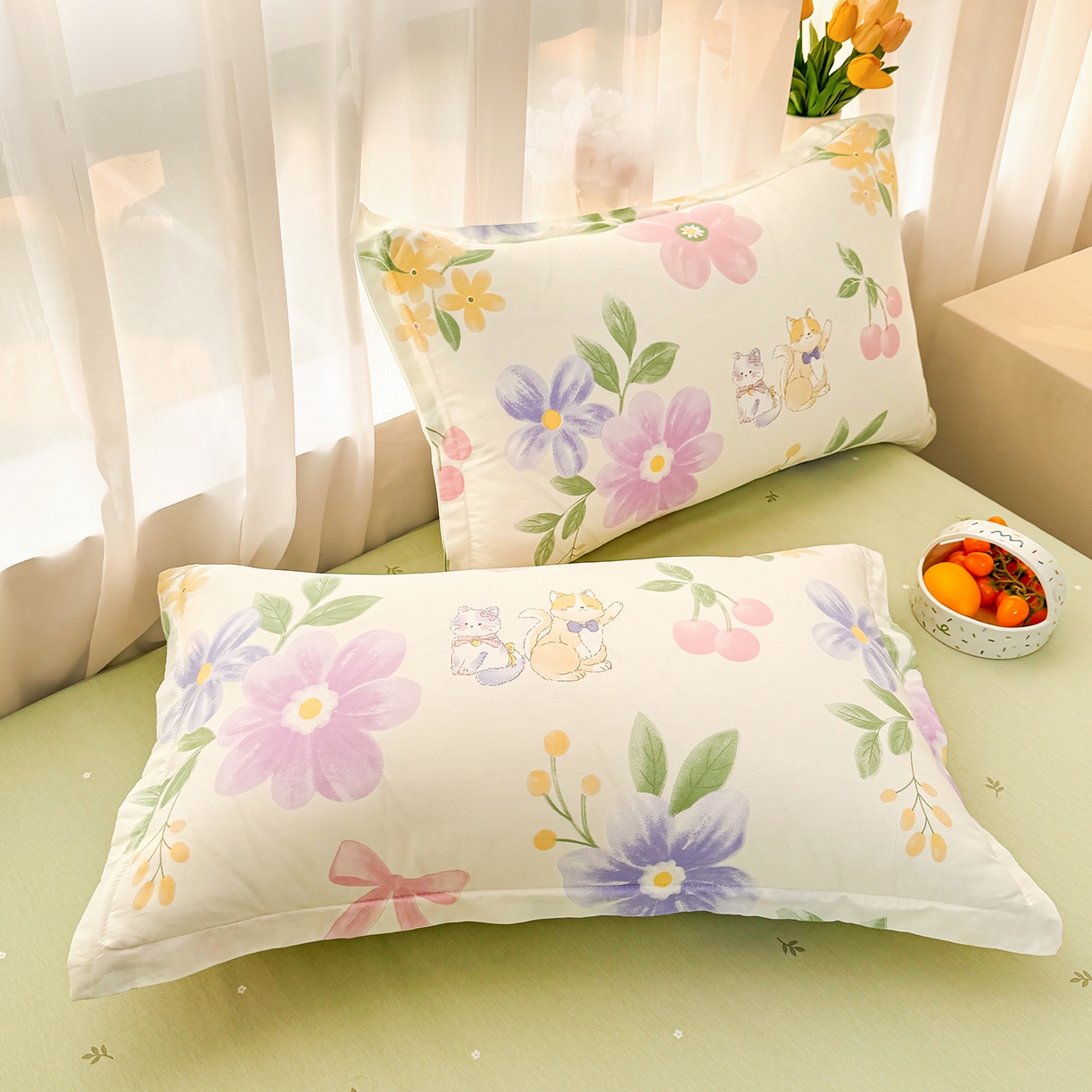 91家纺网 家纺一手货源 找家纺 瑶瑶家居 2026新款A类里外全棉夏凉被四件套-风格二 甜蜜萌宠