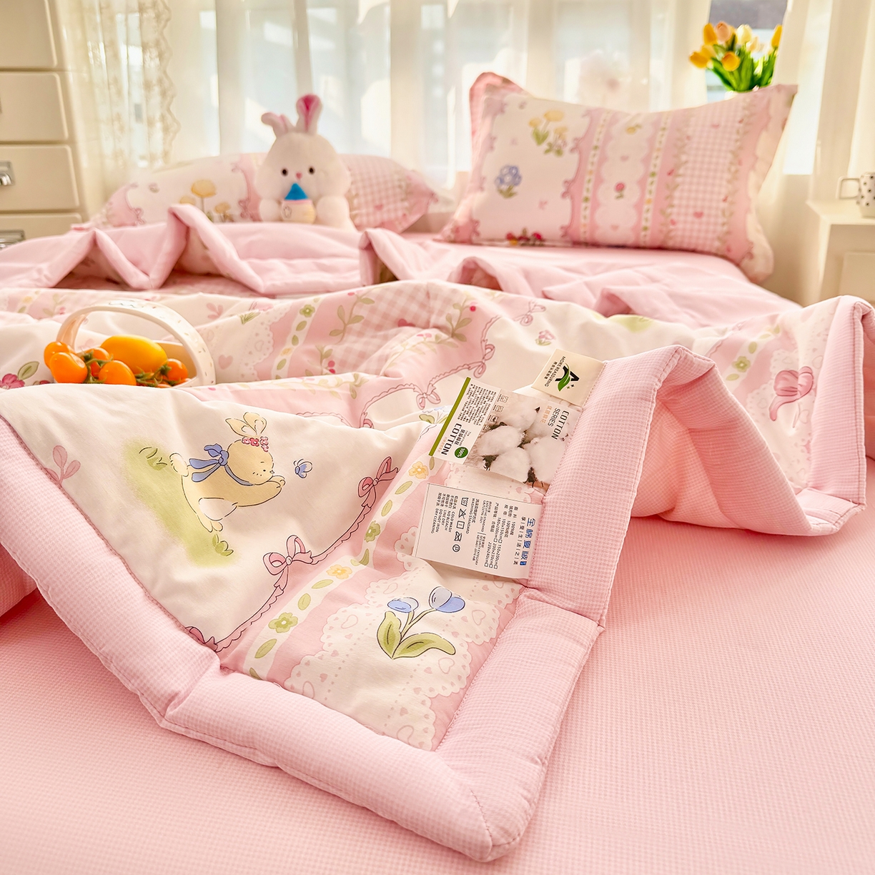 91家纺网 家纺一手货源 找家纺 瑶瑶家居 2026新款A类里外全棉夏凉被四件套-风格二 小花絮