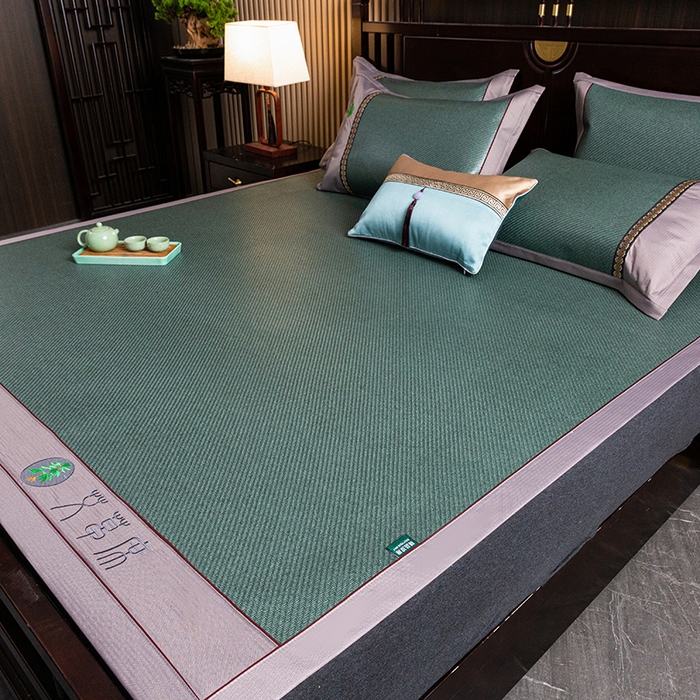 91家纺网 家纺一手货源 找家纺 简一 2026新款艾草古藤席平铺款凉席 （平铺）艾草席-墨绿