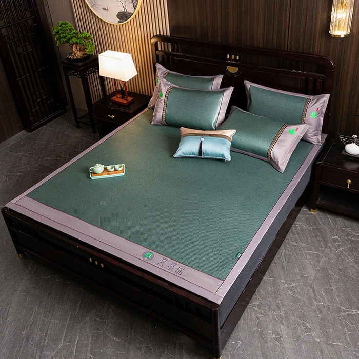 91家纺网 家纺一手货源 找家纺 简一 2026新款艾草古藤席平铺款凉席 （平铺）艾草席-墨绿