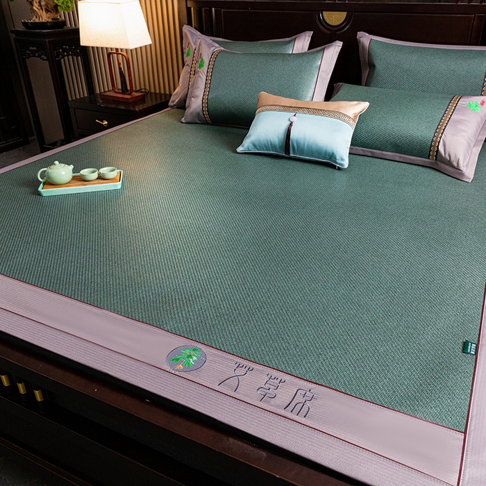 91家纺网 家纺一手货源 找家纺 简一 2026新款艾草古藤席平铺款凉席 （平铺）艾草席-墨绿