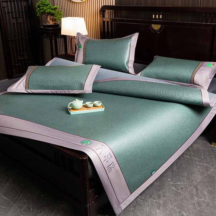 91家纺网 家纺一手货源 找家纺 简一 2026新款艾草古藤席平铺款凉席 （平铺）艾草席-墨绿