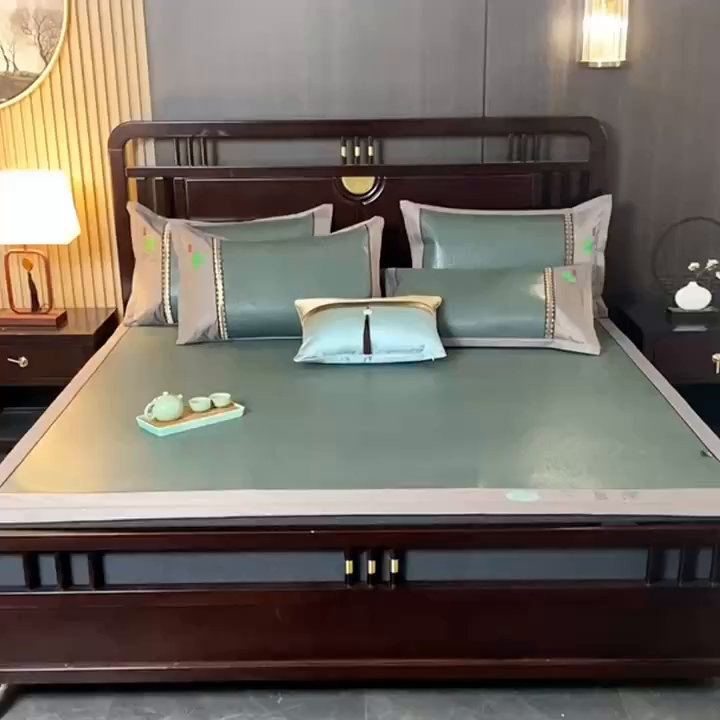 91家纺网 家纺一手货源 找家纺 简一 2026新款艾草古藤席平铺款凉席 （平铺）艾草席-墨绿