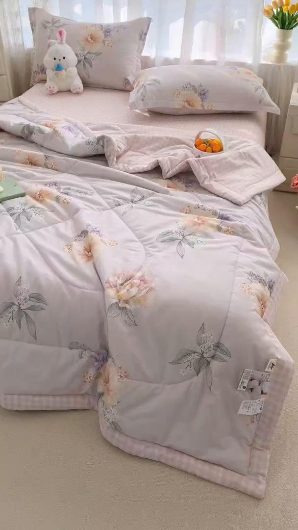 91家纺网 家纺一手货源 找家纺 瑶瑶家居 2026新款A类里外全棉夏凉被四件套-风格二 晚风