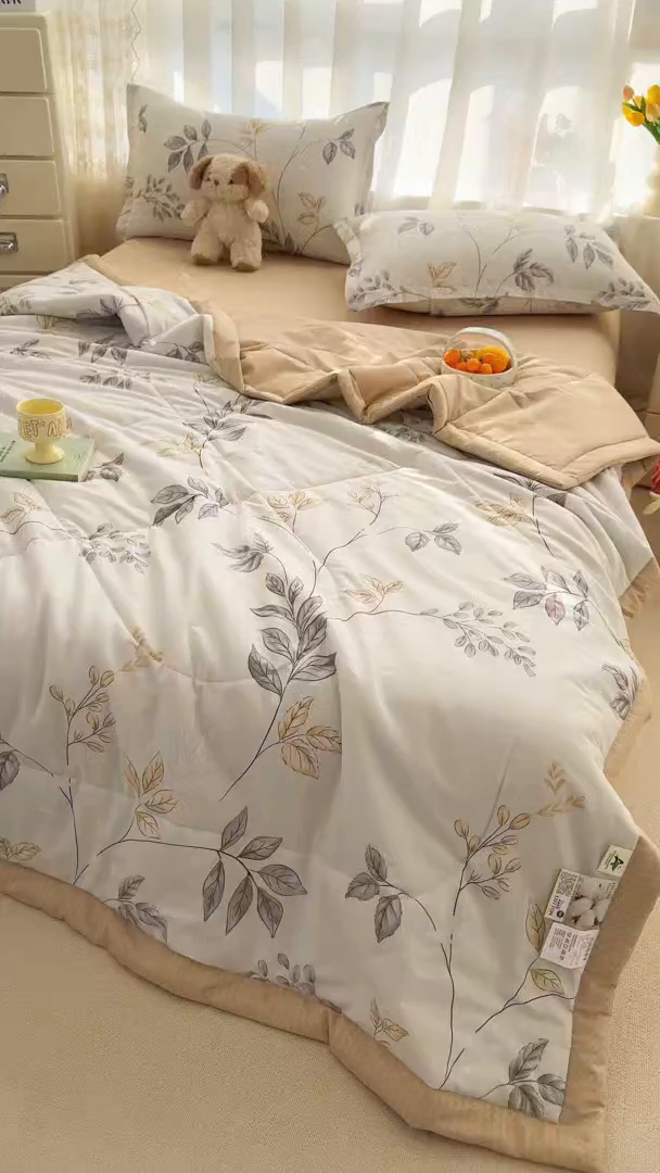 91家纺网 家纺一手货源 找家纺 （总）瑶瑶家居 2026新款A类里外全棉夏凉被四件套-风格二