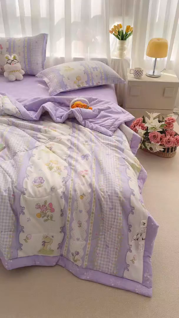 91家纺网 家纺一手货源 找家纺 瑶瑶家居 2026新款A类里外全棉夏凉被四件套-风格二 小确幸