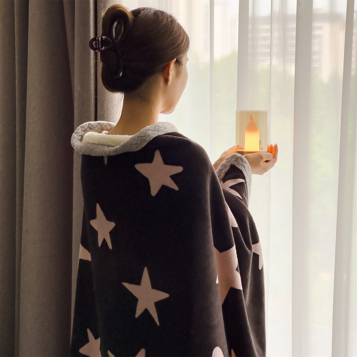 91家纺网 家纺一手货源 找家纺 布凡家居 2026新款多功能中古无印风牛奶绒披肩毯毯子毛毯 星梦粉境