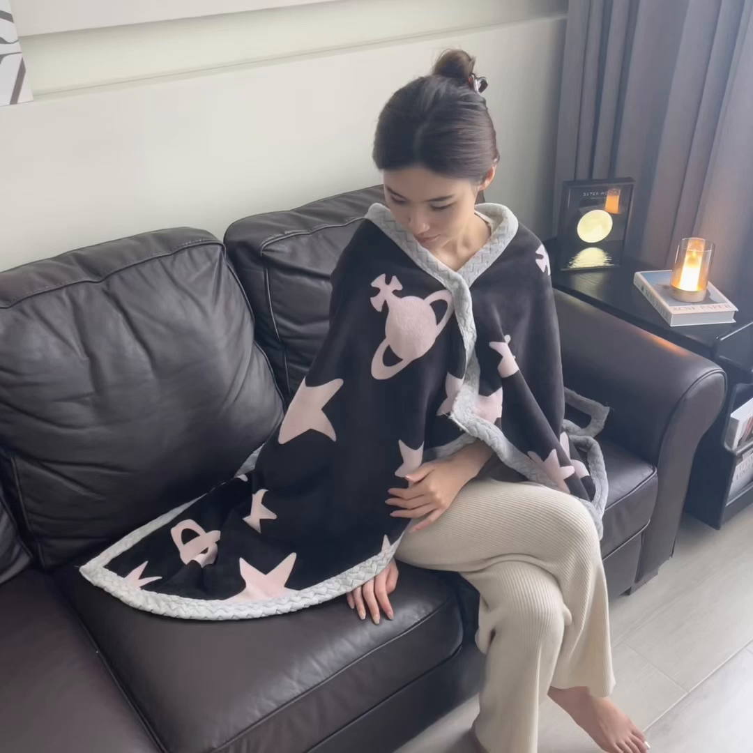 91家纺网 家纺一手货源 找家纺 布凡家居 2026新款多功能中古无印风牛奶绒披肩毯毯子毛毯 星梦粉境