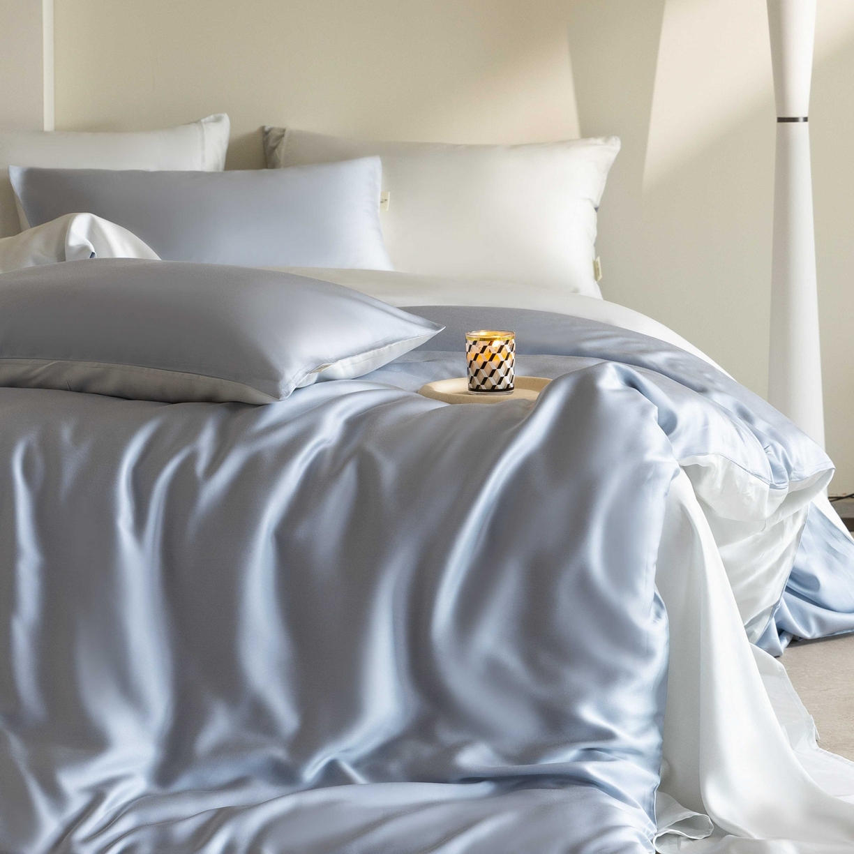 91家纺网 家纺一手货源 找家纺 佳汐蓝家纺 2026新款60s莱赛尔天丝四件套丝颜悦色系列 灵境兰