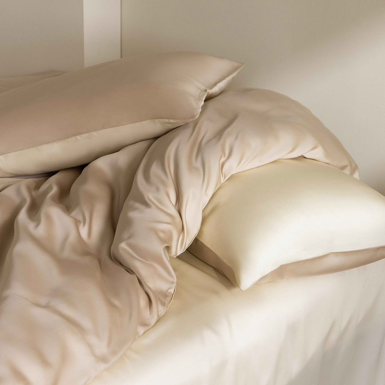 91家纺网 家纺一手货源 找家纺 佳汐蓝家纺 2026新款60s莱赛尔天丝四件套丝颜悦色系列 晨阳咖