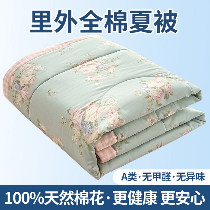 91家纺网 家纺一手货源 找家纺 （总）瑶瑶家居 2026新款A类里外全棉夏凉被四件套-风格三