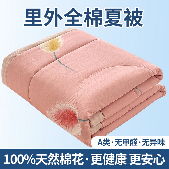 瑶瑶家居 2026新款A类里外全棉夏凉被四件套-风格三 静时光