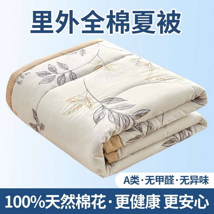 瑶瑶家居 2026新款A类里外全棉夏凉被四件套-风格三 秋叶