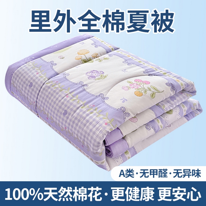 瑶瑶家居 2026新款A类里外全棉夏凉被四件套-风格三 小确幸