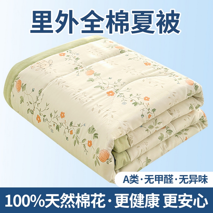 瑶瑶家居 2026新款A类里外全棉夏凉被四件套-风格三 一片情