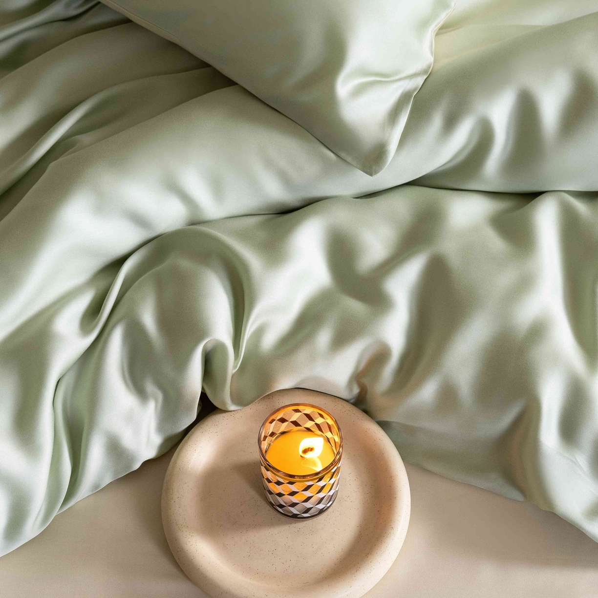 91家纺网 家纺一手货源 找家纺 佳汐蓝家纺 2026新款60s莱赛尔天丝四件套丝颜悦色系列 云水绿