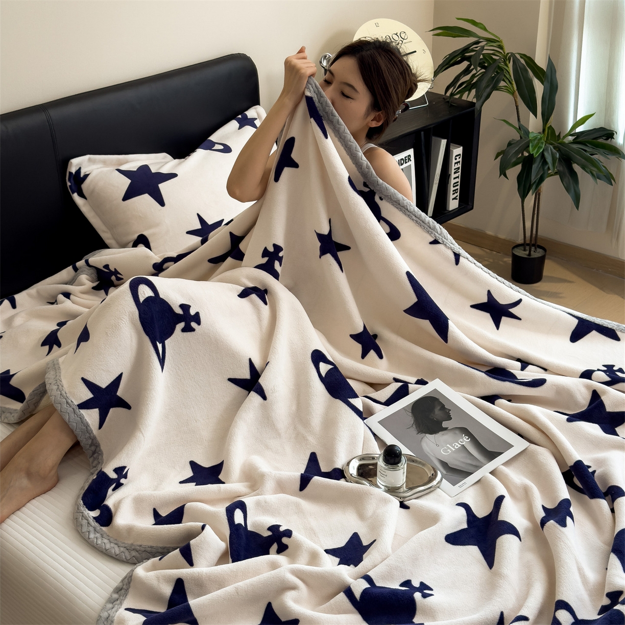 91家纺网 家纺一手货源 找家纺 （总）布凡家居 2026新款中古无印风230克牛奶绒复合毛毯毯子