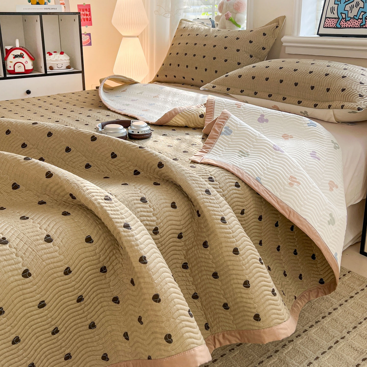 91家纺网 家纺一手货源 找家纺 （总）梦精灵家纺 2026新款纯棉床盖单件全棉绗缝夹棉床单 四季通用榻榻米防滑学生宿舍单人被套枕套