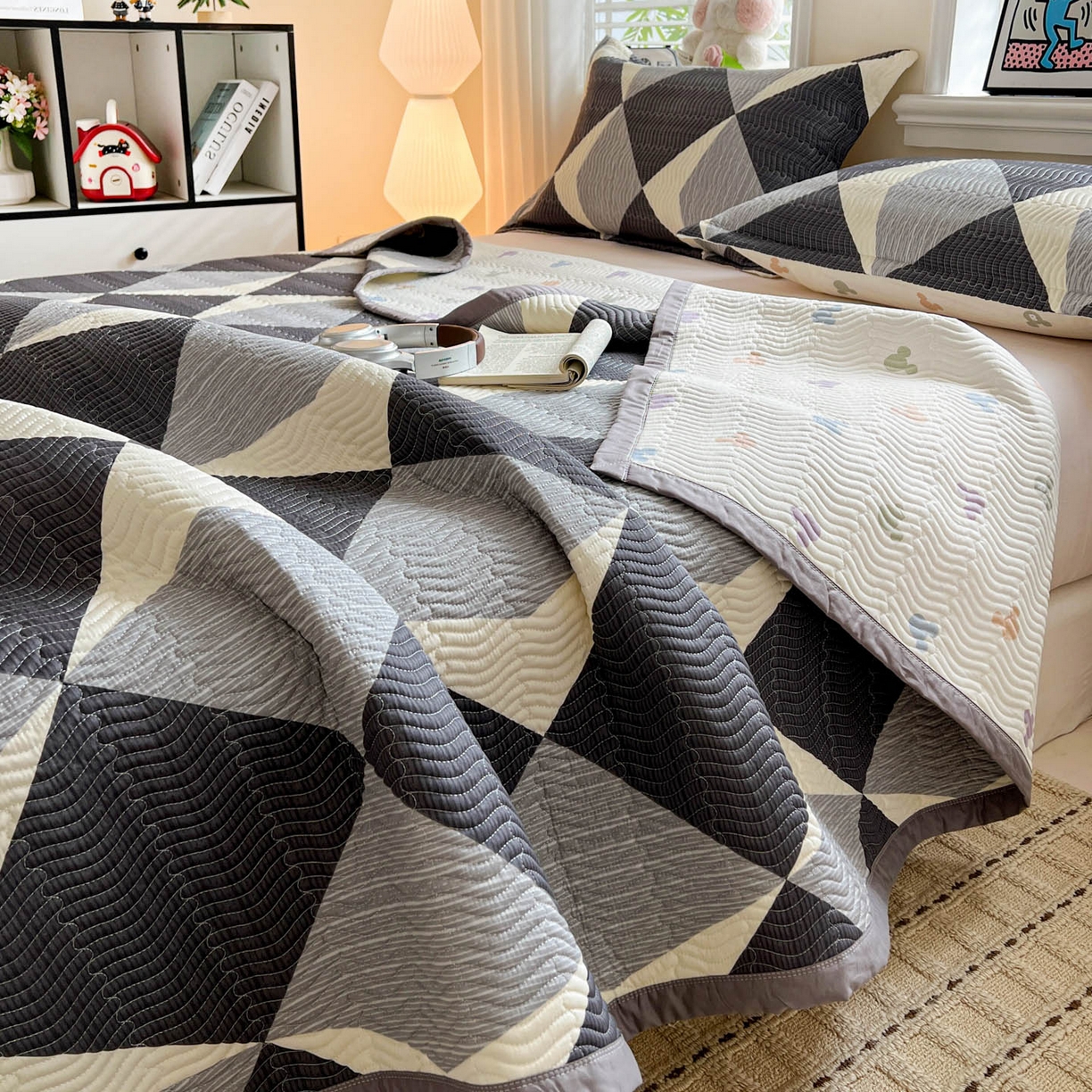 91家纺网 家纺一手货源 找家纺 （总）梦精灵家纺 2026新款纯棉床盖单件全棉绗缝夹棉床单 四季通用榻榻米防滑学生宿舍单人被套枕套