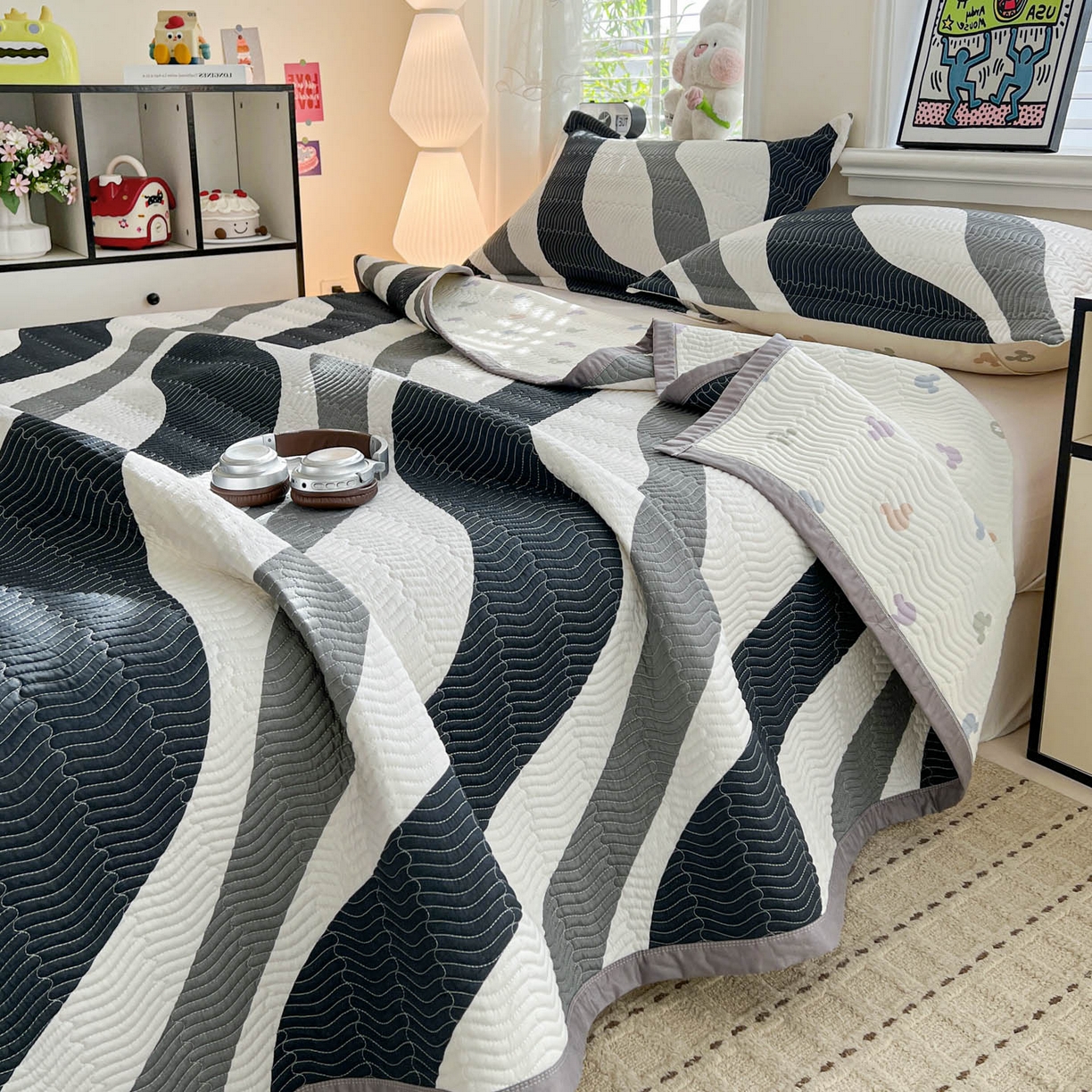 91家纺网 家纺一手货源 找家纺 （总）梦精灵家纺 2026新款纯棉床盖单件全棉绗缝夹棉床单 四季通用榻榻米防滑学生宿舍单人被套枕套