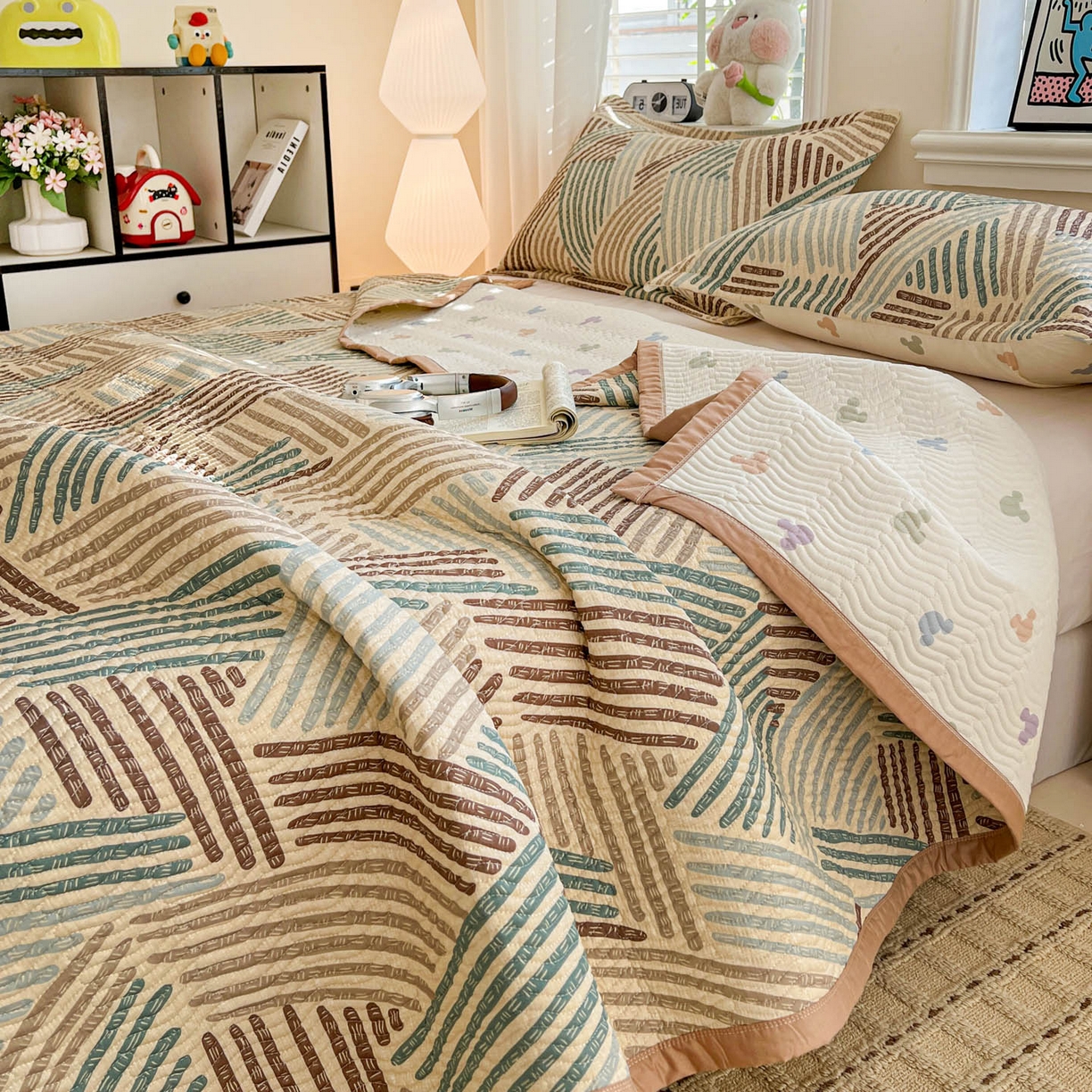 91家纺网 家纺一手货源 找家纺 （总）梦精灵家纺 2026新款纯棉床盖单件全棉绗缝夹棉床单 四季通用榻榻米防滑学生宿舍单人被套枕套